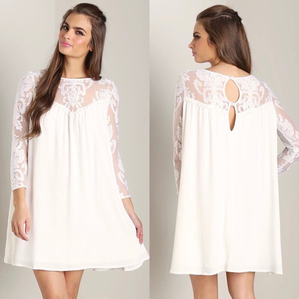 For Love & Lemons Ivory Bonita Lace Dress
